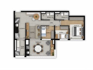 Planta 82 m 3 dorms