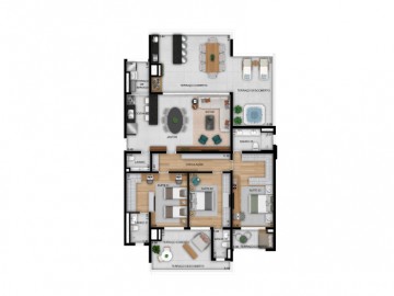 Planta Penthouse 3 sutes 218 m