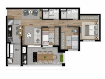 Planta 85 m 3 dorms