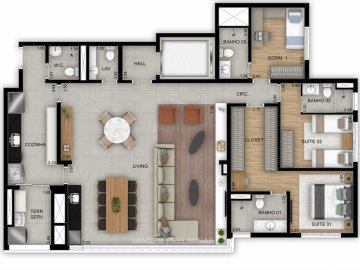 Planta 144 m 3 suites